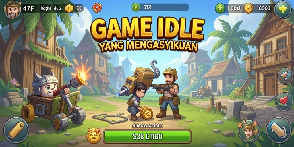 Gameplay 47F yang menampilkan pengelolaan sumber daya secara otomatis.