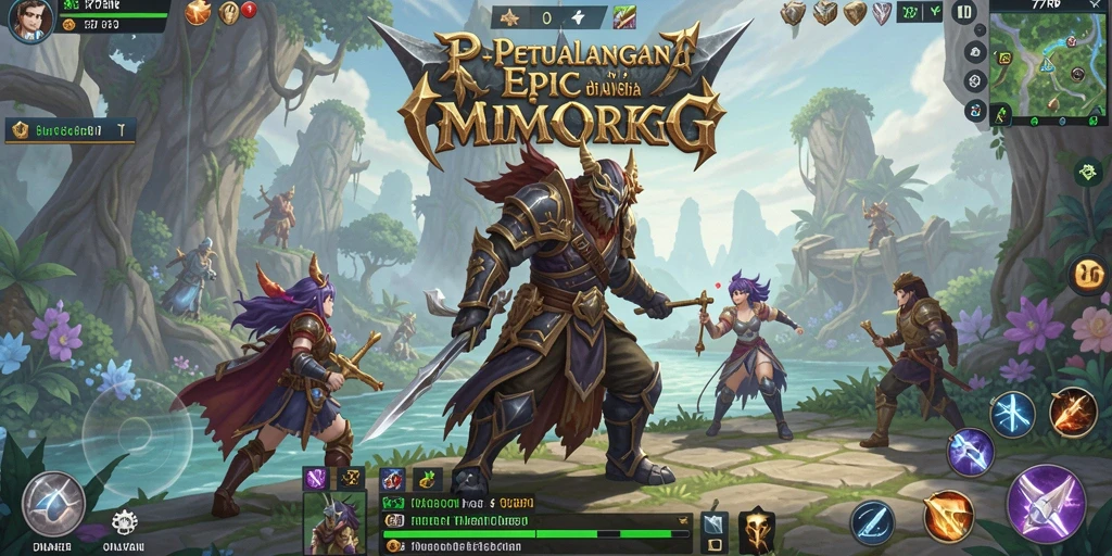 Screenshot gameplay 77RP menampilkan aksi pertempuran mendebarkan di dunia MMORPG.