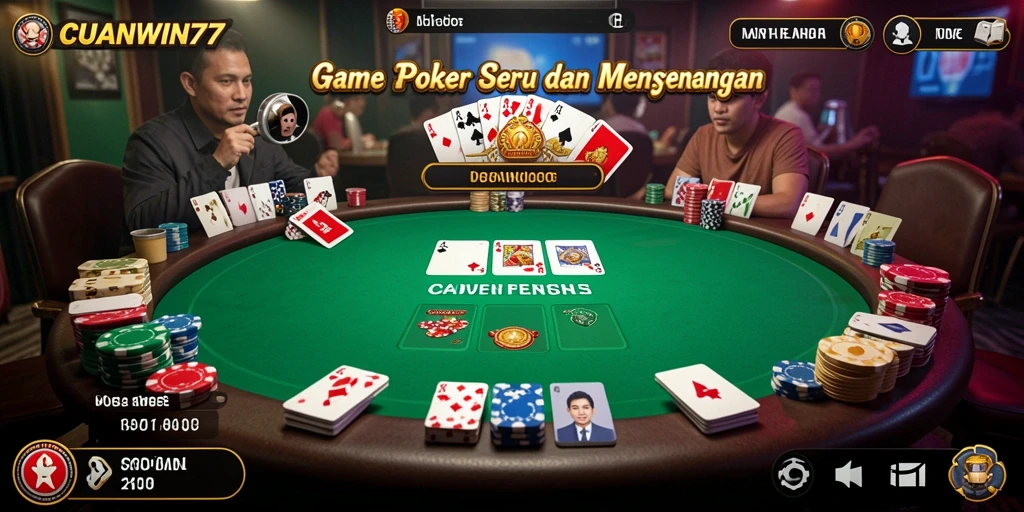 Tampilan gameplay seru dari CUANWIN77 saat bermain Poker.