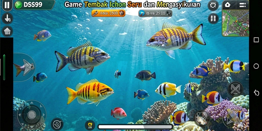Gameplay seru menembak ikan di lautan luas.