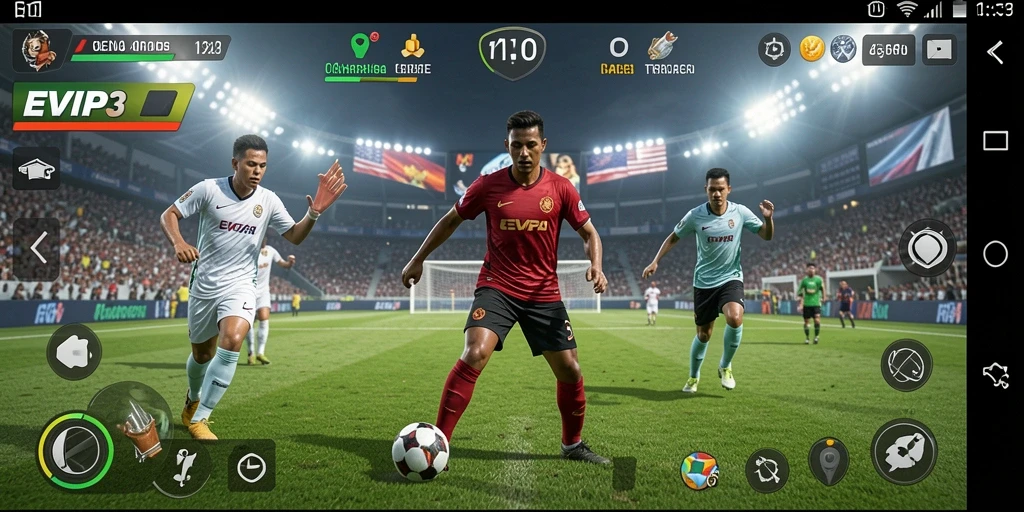 Tampilan menarik dari gameplay EVIP3 yang penuh aksi olahraga.