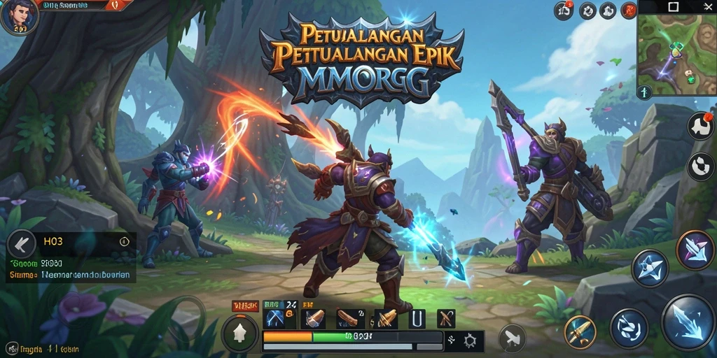 Gameplay H03 yang penuh aksi dan kolaborasi dalam dunia MMORPG.