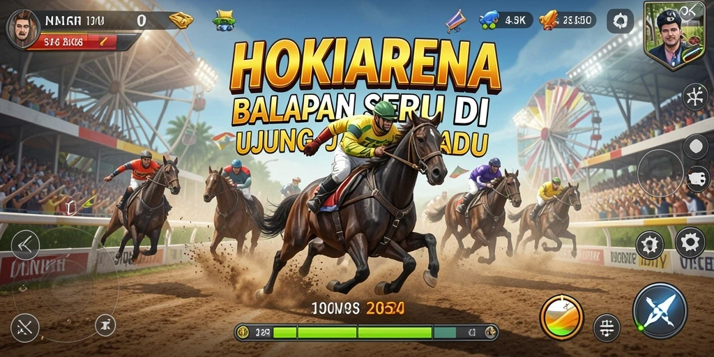 Tampilan gameplay HOKIARENA yang mendebarkan dan penuh aksi balap.