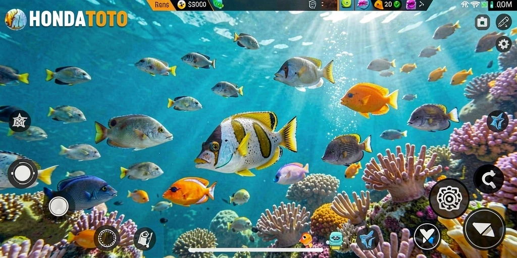 Screenshot HONDATOTO menunjukkan aksi seru Tembak Ikan.