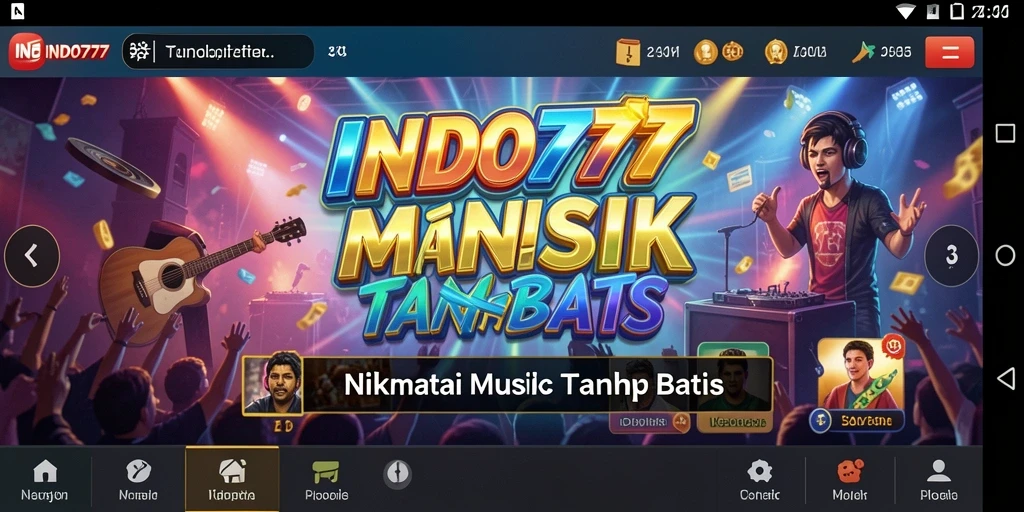 Screenshot gameplay INDO777 menampilkan antarmuka musik yang interaktif.