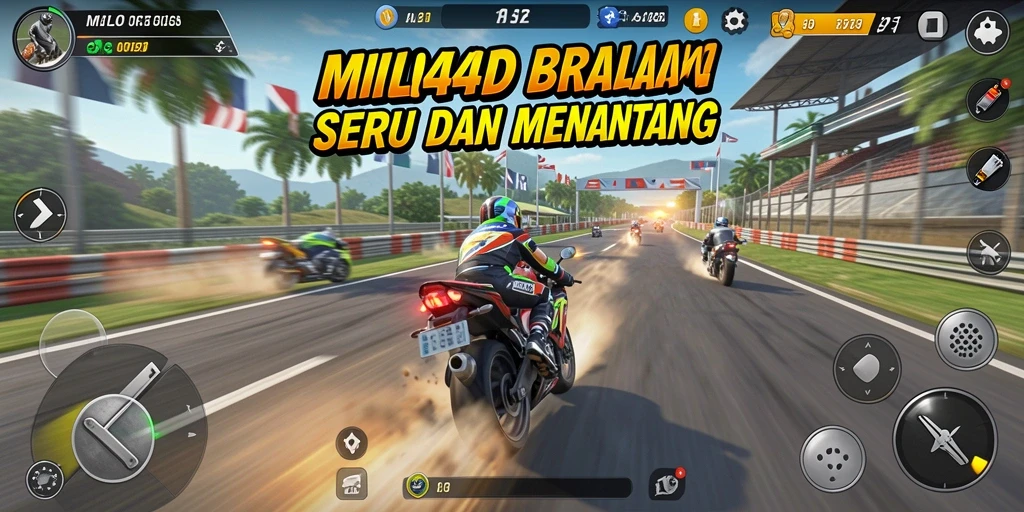 Tampilan gameplay <strong>MILO4D</strong> yang penuh aksi di lintasan balap motor.