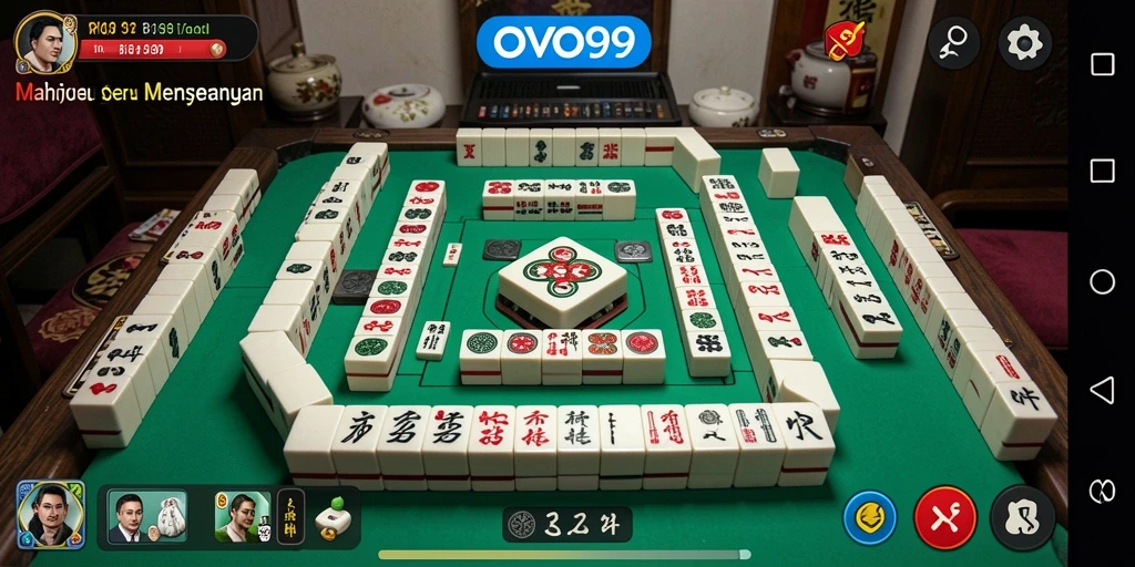 Screenshot OVO99 menampilkan gameplay Mahjong yang menarik dan interaktif.