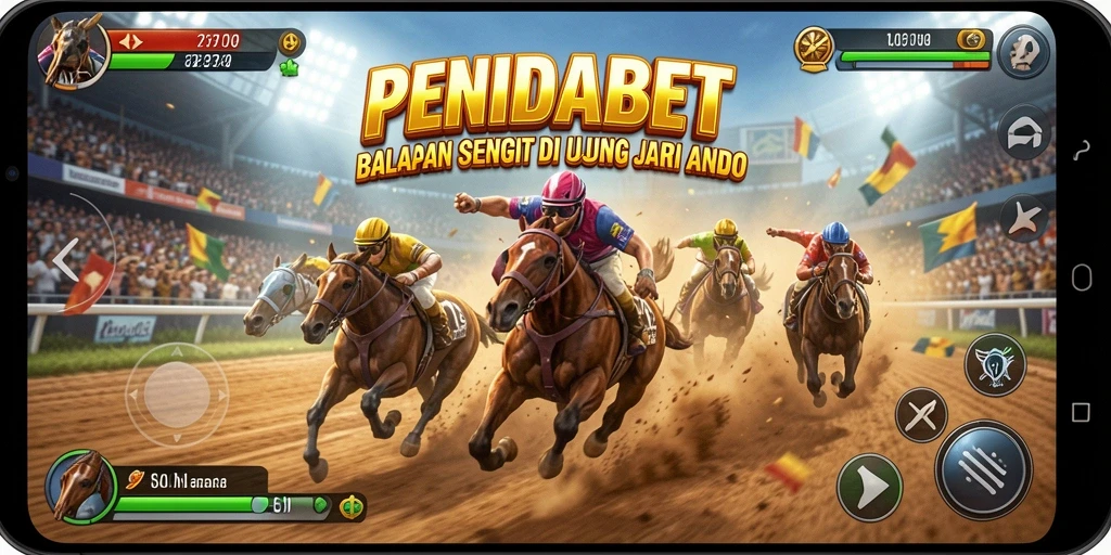 Screenshot gameplay PENIDABET menampilkan balapan mobil yang intens.