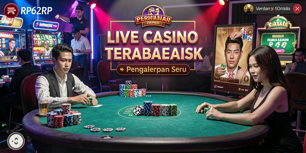 Screenshot gameplay RP62RP menampilkan dealer profesional dan suasana kasino yang menarik.