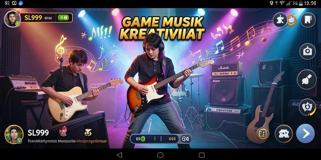 Screenshot SL999 menampilkan pemain menikmati gameplay musik yang interaktif.